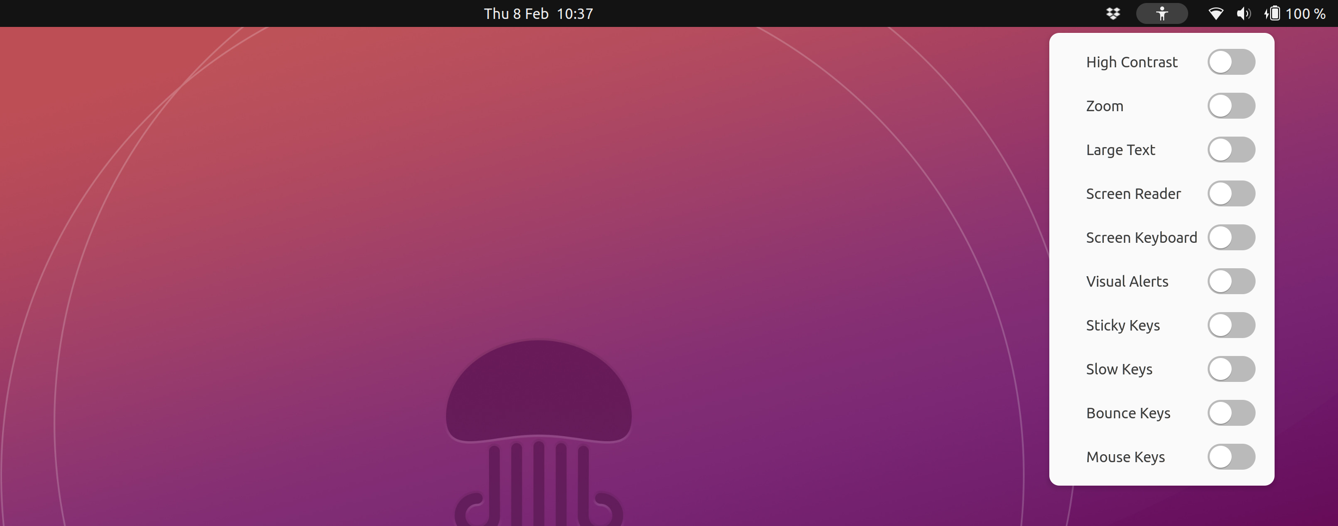 accessibility menu on ubuntu